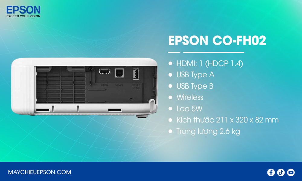 Epson CO-FH02 Máy chiếu Full HD thông minh 3LCD với độ sáng ấn tượng