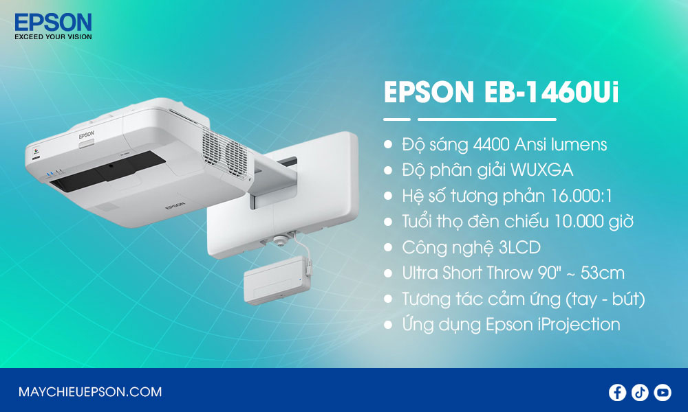 Epson EB-1460Ui Máy chiếu tương tác siêu gần cho không gian hiện đại