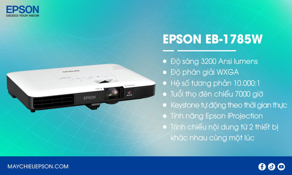 Epson EB-1785W máy chiếu di động cho văn phòng, giáo dục