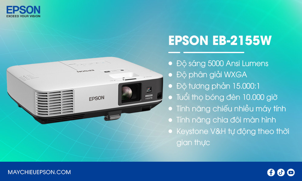 Epson EB-2155W máy chiếu WXGA độ sáng cao cho doanh nghiệp, giáo dục