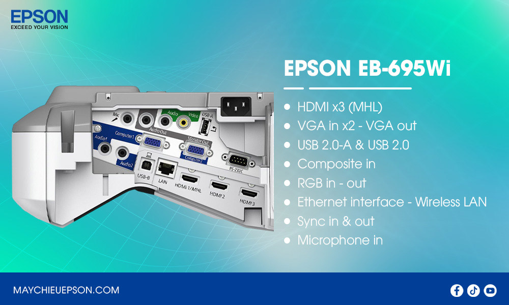 Epson EB-695Wi Máy chiếu siêu gần tương tác cho hội họp & lớp học thông minh