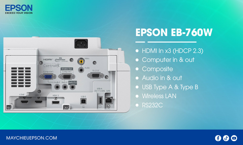 Epson EB-760W Máy chiếu siêu gần chuẩn WXGA, nâng tầm trình chiếu chuyên nghiệp