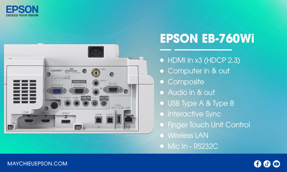 Epson EB-760Wi Máy chiếu tương tác siêu gần chuyên nghiệp 3LCD