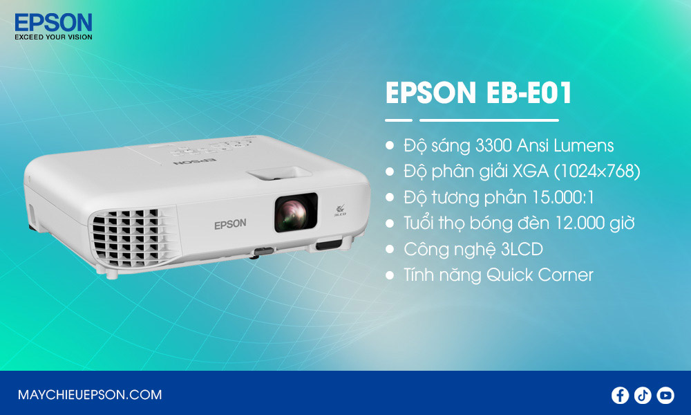 Epson EB-E01 Máy chiếu chất lượng cao dùng dạy học, hội họp