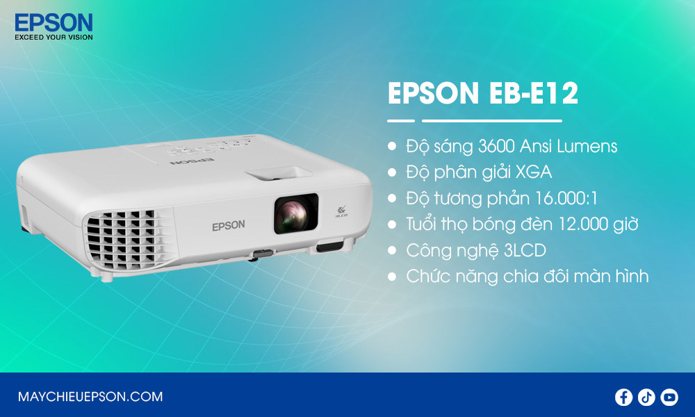 Epson EB-E12 máy chiếu đa năng XGA công nghệ 3LCD