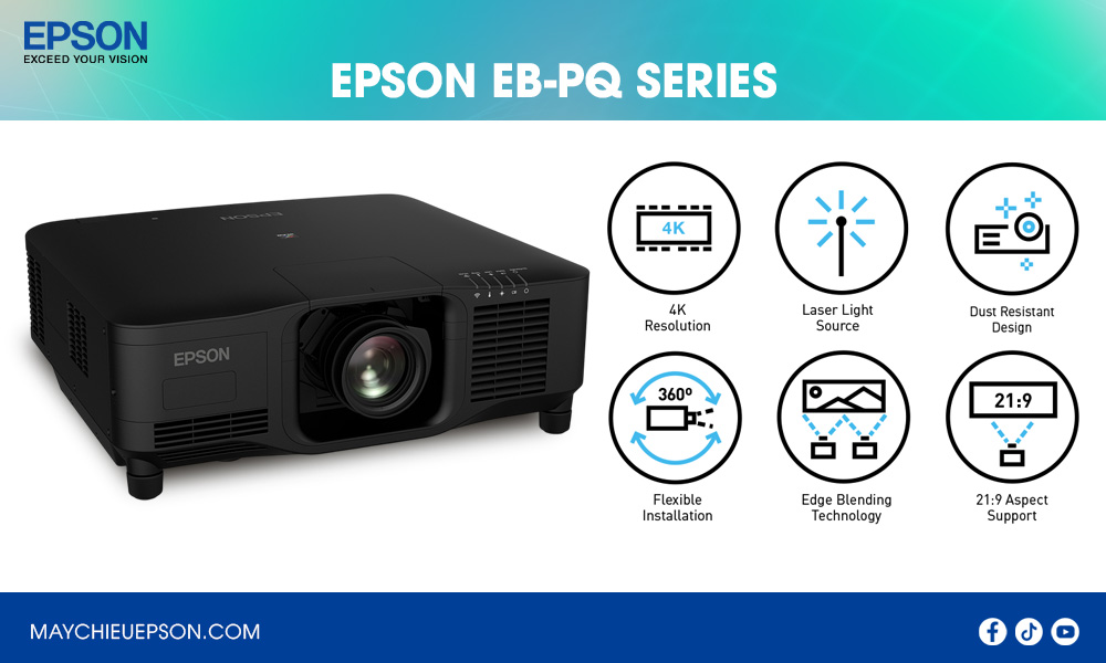 Epson ra mắt EB-PQ Series 4K máy chiếu cho địa điểm lớn 2025
