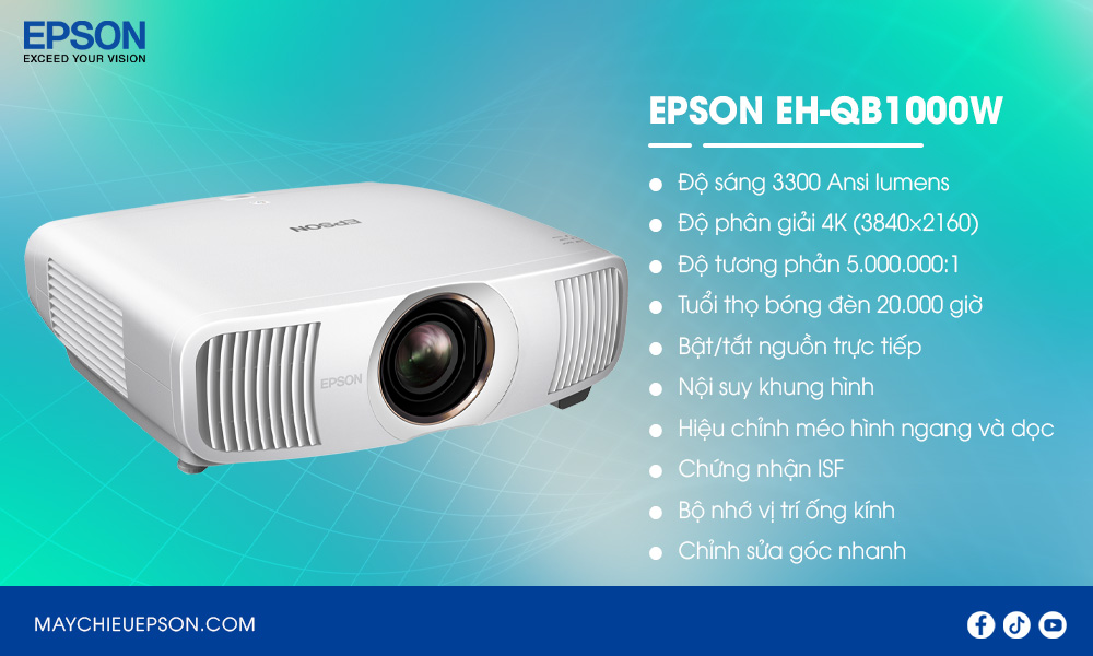 Epson EH-QB1000W Máy chiếu gia đình laser 3LCD 4K HDR