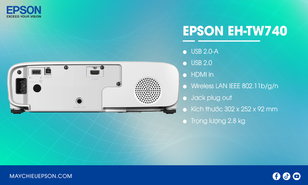 Epson EH-TW740 Máy chiếu giải trí Full HD 1080P đỉnh cao