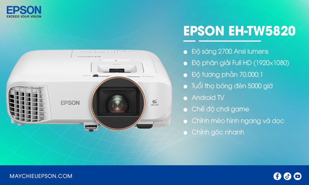 Epson EH-TW5820 máy chiếu gia đình Full HD hệ điều hành Android TV