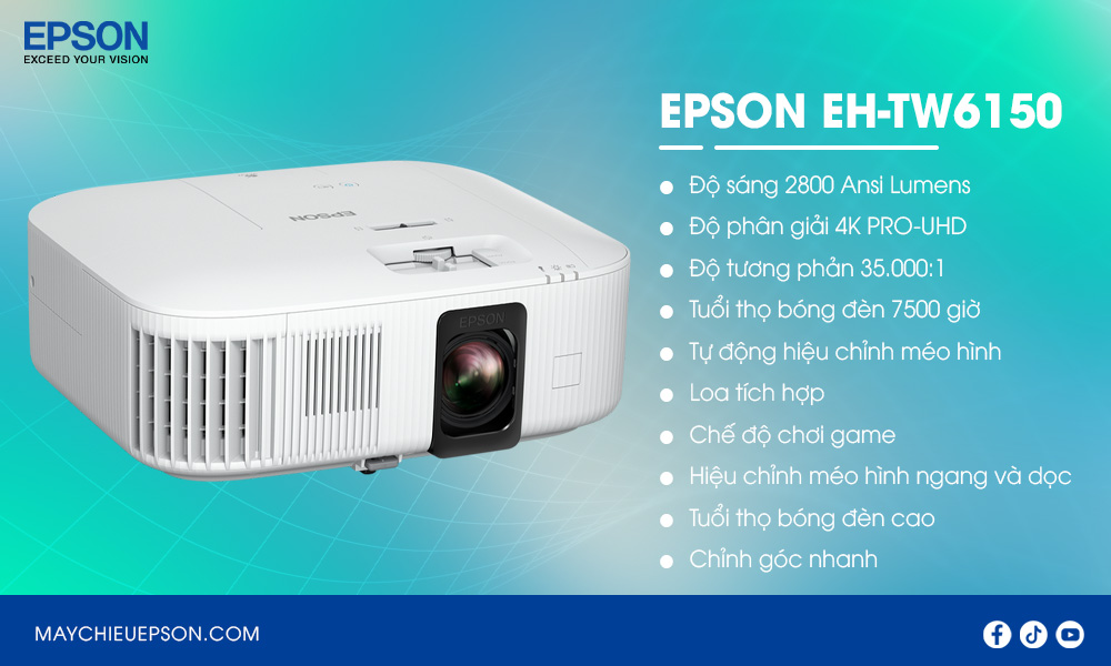 Epson EH-TW6150 máy chiếu phim gia đình 4K PRO-UHD 3LCD