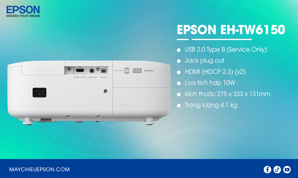 Epson EH-TW6150 máy chiếu phim gia đình 4K PRO-UHD 3LCD